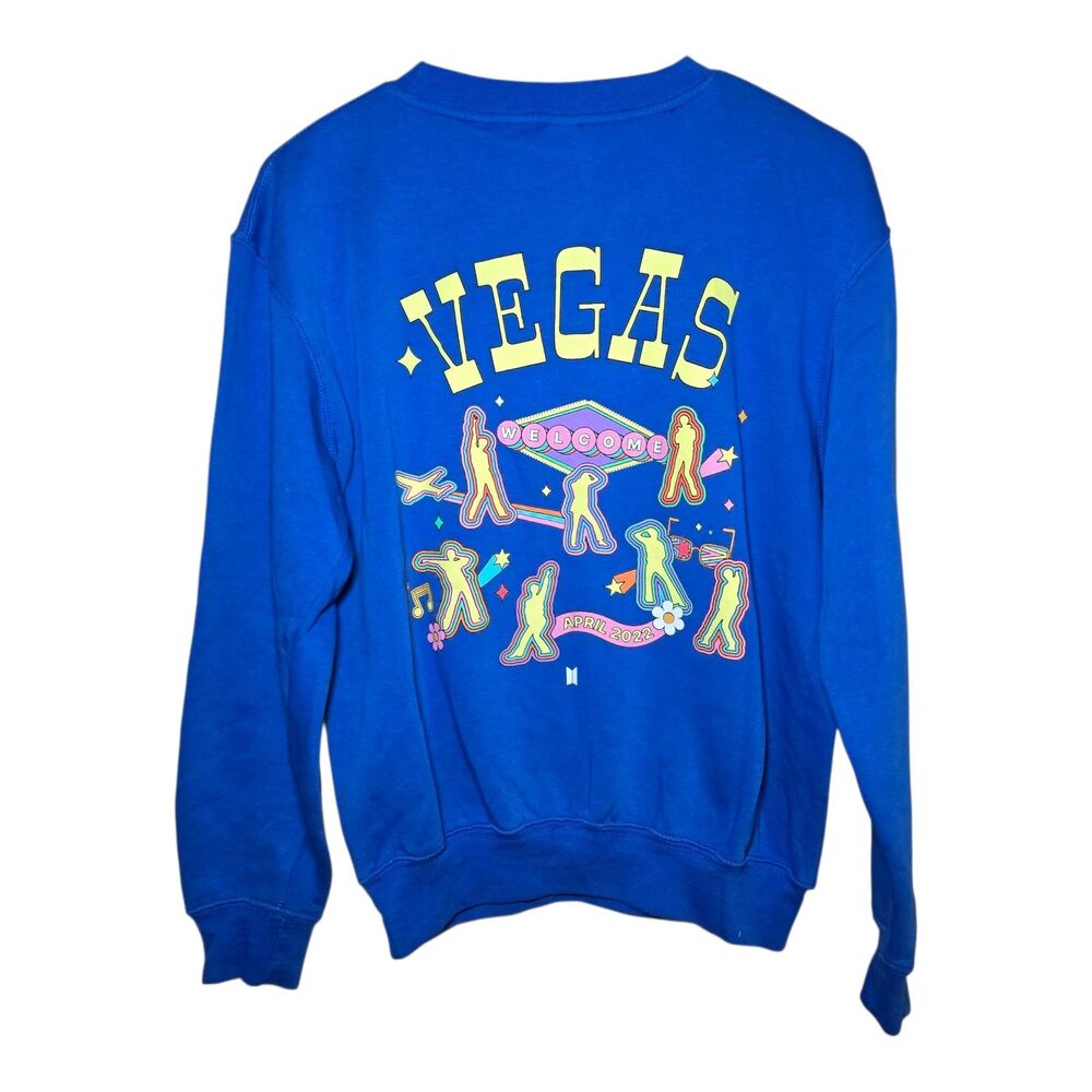 BTS Permission to Dance Las Vegas Pop-Up Sweatshirt Blue Size Small Lane7 NWOT